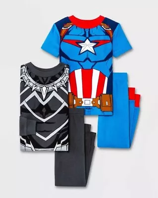 Buy 4 PC Captain America Black Panther Pajamas Shirt Pants Boy Girl Toddler 2T 3T 4T • 19.32£