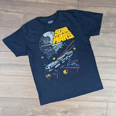 Buy Single Stitch Vintage Navy Blue Star Wars Graphic T-Shirt Men's M/L • 15£