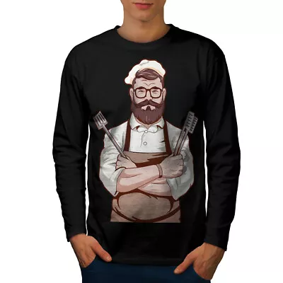 Buy Wellcoda Confident Chef With Beard And Culinary Tools Mens Long Sleeve T-shirt • 20.99£