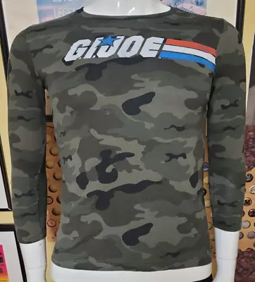 Buy GI JOE Classic 80s Logo Long Sleeve Camouflage Camo T Shirt Youth 10-12 Old Navy • 11.66£