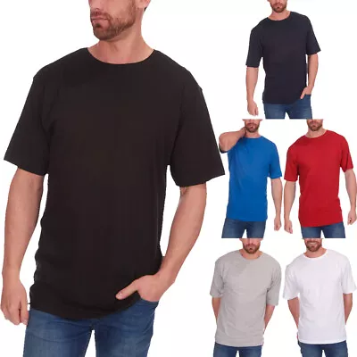 Buy New Mens T Shirts Crew Round Neck 100% Cotton Casual Plain Tees Short Sleeve Top • 4.49£