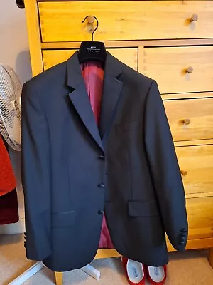 Buy Mens Black Suit Jacket Smart Light Check Size 40” Regular Scott & Taylor • 14.99£