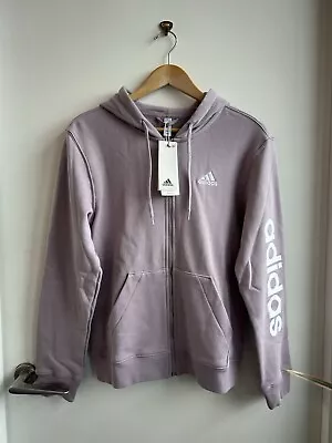 Buy Adidas Essentials Linear Full -Zip French Terry Hoodie, Lilac, Size XS • 20£