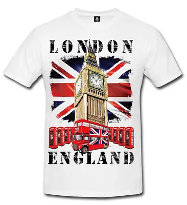 Buy Big Ben London Mens T-shirt Red Bus UK England Souvenir Union Jack T-shirt Top • 9.99£