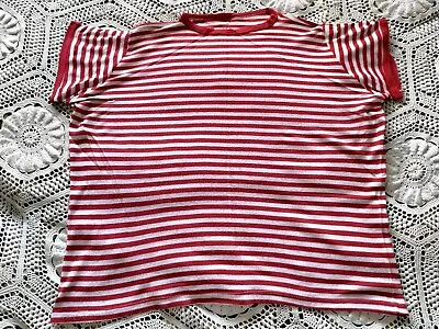 Buy Vintage Pop Indie Retro Style Men's Red & White Stripey Striped T Shirt Top Med • 5£