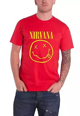 Buy Nirvana T Shirt Yellow Smile Band Logo New Official Unisex Red • 16.95£