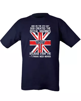 Buy God Created Royal Marines T-shirt Mens Uk Paras Ww2 British Navy Printed Hero • 11.99£
