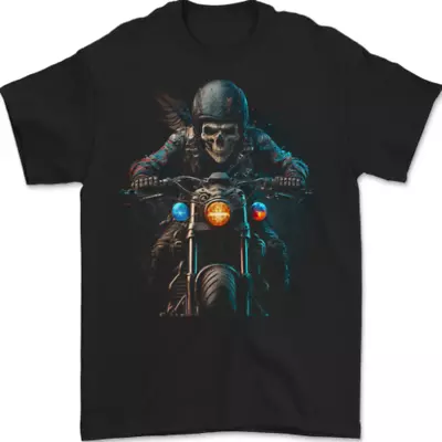 Buy Skull Biker Motorcycle Motorbike Grim Reaper 32 Mens T-Shirt 100% Cotton • 8.49£