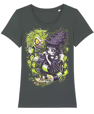 Buy Obsessed WIth The Dead Tee XXL 18-20 -  Spooky, Plus, Goth, Beetlejuice • 8£
