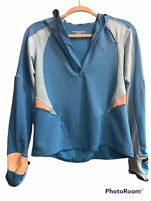 Buy Brooks Hoodie Women’s Blue Reflective Hooded Sweatshirt Jacket Size S Small • 21.46£