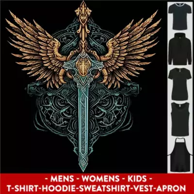 Buy A Viking Sword With Wings Excalibur Tribal Mens Womens Kids Unisex • 11.99£