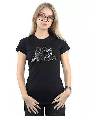 Buy Star Wars Women's Logo Space Sketch T-Shirt • 13.99£
