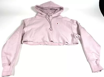 Buy Champion Women's Reverse Weave Cropped Cut Off Hoodie Pink Size Small • 15.63£