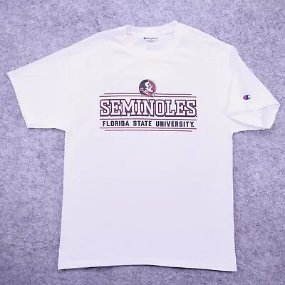 Buy Florida State Seminoles T Shirt Adult L White Champion University Logo Cotton • 8.17£