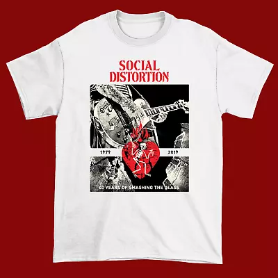 Buy SOCIAL DISTORTION 40 YEARS Smashing Of The Glass White Full Size T-Shirt • 15.83£