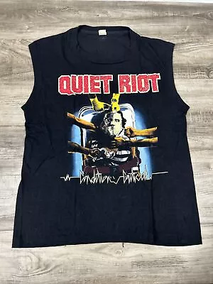 Buy Vintage Rare Quiet Riot Condition Critical Rock Music Screen Stars Shirt Size LG • 465.97£