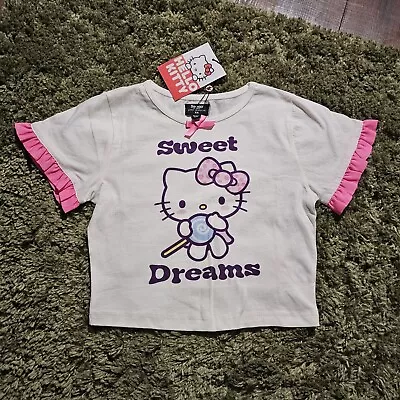Buy Dolls Kill NGO X Hello Kitty Sweet Dreams Night Tee White With Pink Trim XS • 16£