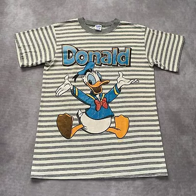 Buy Vintage 90s Disney Donald Duck Graphic Shirt Size M Single Stitch Striped  • 20.06£