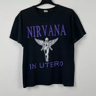 Buy Vintage 90s Nirvana Kurt Cobain Nevermind In Utero Rare Band T-Shirt M • 200£