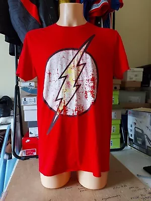 Buy The Flash T Shirt DC Comics Distressed Logo Red Superhero Size L Adult • 6.99£