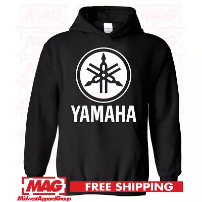 Buy YAMAHA BLACK HOODIE Racing Motocross Hooded Sweatshirt Motox ATV Logo OEM R1 R6 • 32.67£