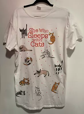 Buy 100% Cotton Sleep Shirt  She Who Sleeps With Cats  Design Women's One Size • 5.59£
