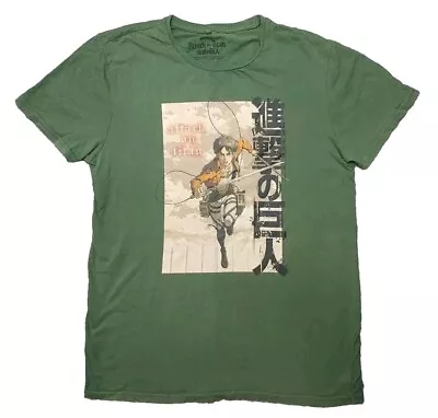 Buy Attack On Titan Eren Jaeger Anime T Shirt Mens M Medium Green Graphic J0249 • 14.04£