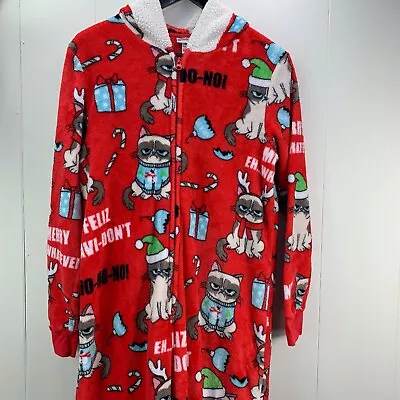 Buy GRUMPY CAT Women's Hooded One Piece Fleece Pajamas Christmas Size Medium  • 25.20£