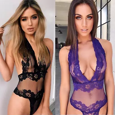 Buy Sexy Women Lace Bodysuit Underwear Lingerie Stylish See Through Teddy Body Dress • 16.76£