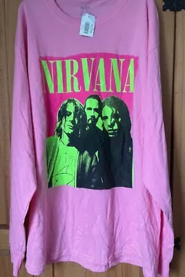 Buy Nirvana Long Sleeve T Shirt US Import Grunge Rock Band Tee Kurt Cobain Size L • 27.95£