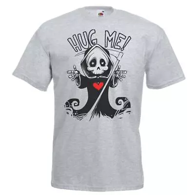 Buy Mens Hug Me Baby Grim Reaper Cute Death Halloween Unisex Grey T-Shirt • 12.71£