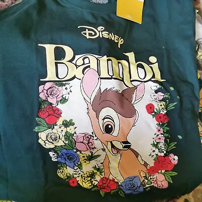 Buy Disney Bambi Emerald Green Official Mens T-shirt 44/46 Inch Chest • 10£