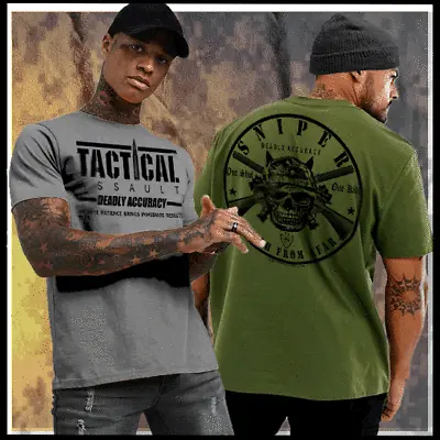 Buy Sniper T-Shirt Sharpshooter Sniper Army Marksman Infantry Combat Weapons PLT Tee • 23.29£