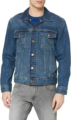 Buy Wrangler Denim Jacket Large Mens Western Style Button Up Long Sleeve Pocket Coat • 64.99£