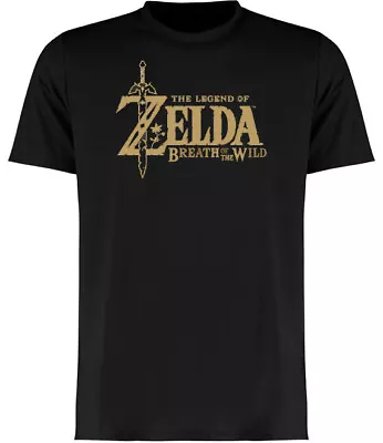 Buy Legend Of Zelda Gold Logo Gaming Black T-shirt • 13.99£