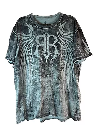 Buy Y2K Roar Shirt Spray Dye Cyber Goth Men’s Large • 18.62£