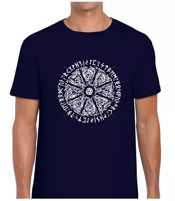 Buy Viking Shield Vintage Mens T Shirt Norse Vegvisir Thor Odin Loki Valhalla Top • 8.99£