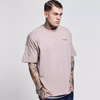 Buy Illusive London Mens Beige Trident Double Layer Box Tee Small • 5.99£