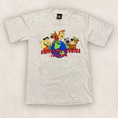 Buy Vintage 90s USA Universal Studios Florida Hanna Barbera Cartoon Grey T-shirt • 40£