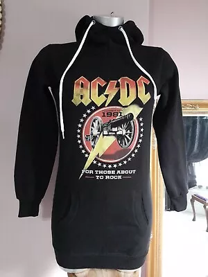 Buy *AC/DC* FOR THOSE ABOUT TO ROCK Skinny Fit Slim Black  Long Hoody Jumper • 12£