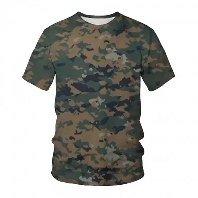 Buy Mens Camouflage Crew Neck T Shirts Short Sleeve Military Army Casual T-Shirt Tee • 8.69£