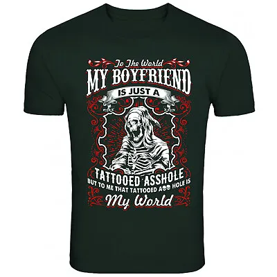 Buy Tattooed Boyfriend Skull Grim Reaper TShirt Funny T-Shirt Mens Womens Unisex Tee • 12.99£