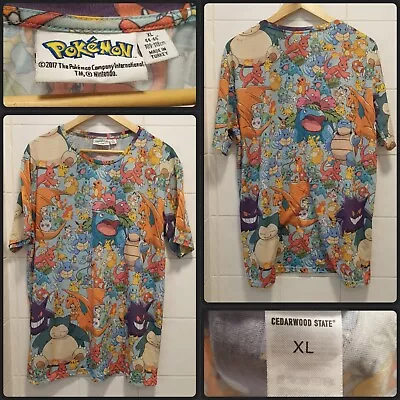 Buy Mens Pokemon All Over Print T-Shirt Size XLarge Pikachu Charizard Primark W 48  • 18.50£