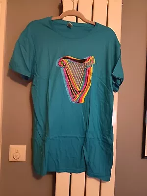 Buy Turqoise Summer Guinness Harp T-shirt Size Extra Large • 8£