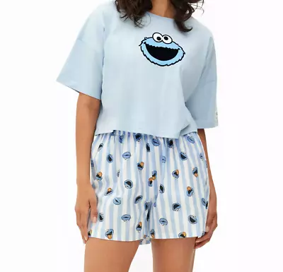 Buy Sesame Street Cookie Monster Pyjama Set UK Size 4-24 2XS-2XL • 20.99£