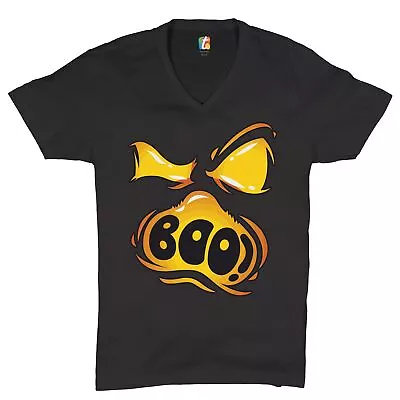 Buy Boo! Ghost Face V-Neck T-shirt Halloween Trick-or-Treat All Hallows' Eve Tee • 24.18£