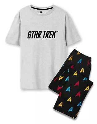 Buy Star Trek Logo Top All Over Print Bottom Short Sleeve Long Leg Pyjama Set (Mens) • 21.95£
