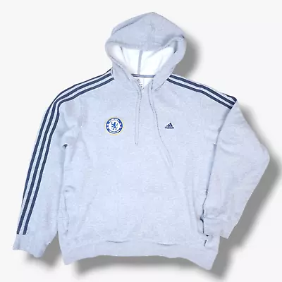 Buy VINTAGE Adidas Chelsea FC Hoodie Jumper Large L Mens Grey Relaxed Sweatshirt • 26.95£