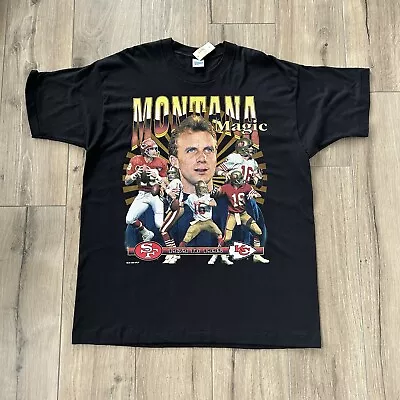 Buy Vintage Salem Sportswear Joe Montana Magic Rap Tee Single Stitch T Shirt XL 1995 • 99.99£