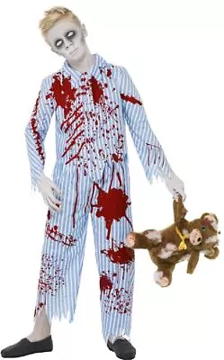 Buy Boys Zombie Blue Bloody Pyjamas Fancy Dress Costume 7-9 Years • 19.99£